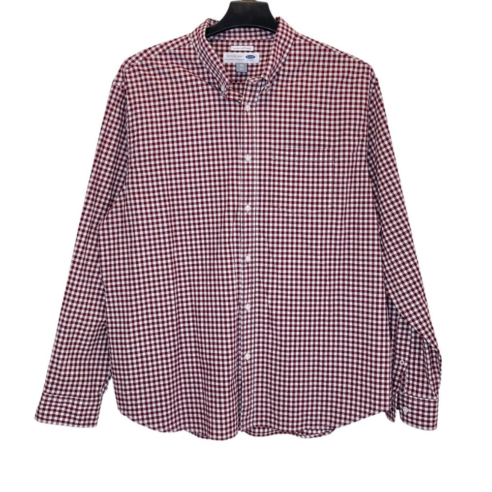 Men Burgundy Plaid Shirt Size XXL